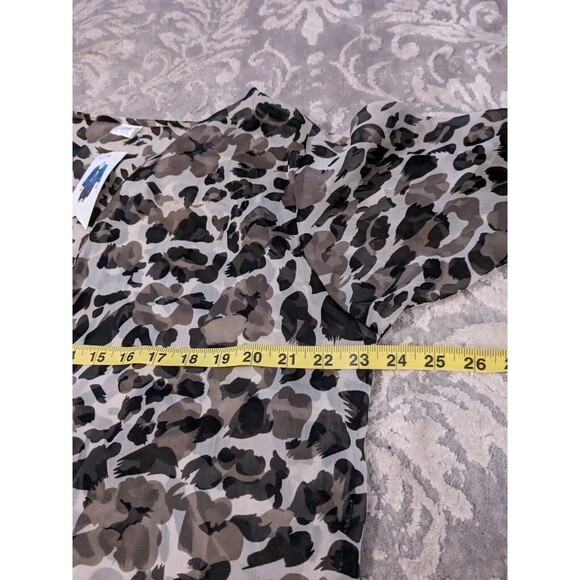 Cruise Club Ladies One Size Brown/White/Black Sheer Leopard Fringe Cover-Up NEW - Picture 11 of 12